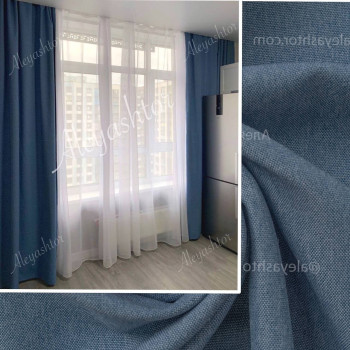 Шторы Лён Меланж PARIS (571) PR13SS синего цвета
